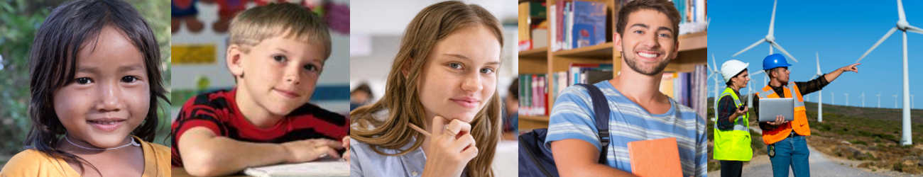 students progressing from kindy to university ending with engineers on a wind farm